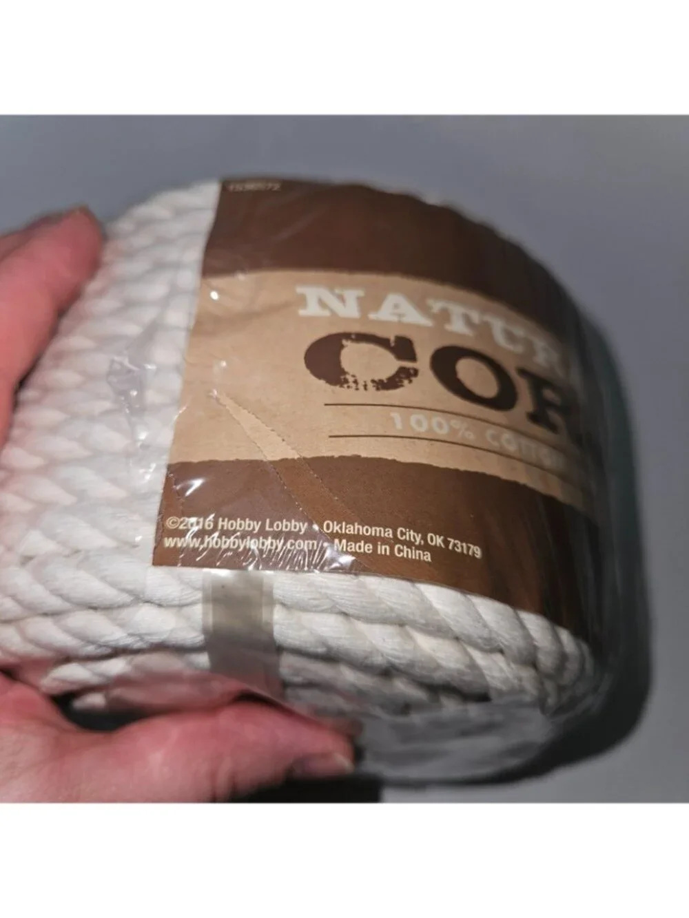 NOS Natural Cord 100% Cotton 3 Ply 100 ft 8mm Thick Hobby Lobby 2016